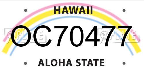OC70477 Hawaii License Plate