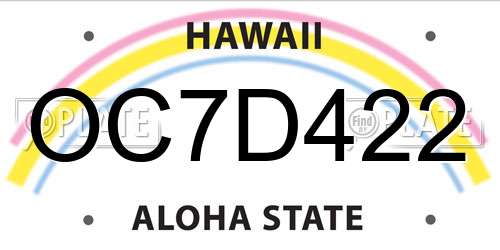 OC7D422 Hawaii License Plate
