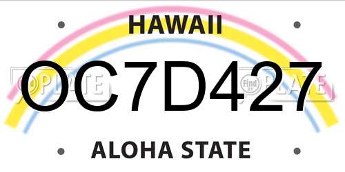 OC7D427 Hawaii License Plate