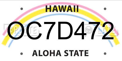 OC7D472 Hawaii License Plate