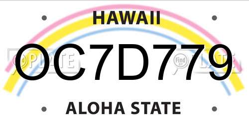OC7D779 Hawaii License Plate