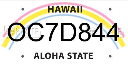 OC7D844 Hawaii License Plate
