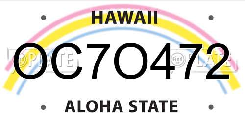 OC7O472 Hawaii License Plate