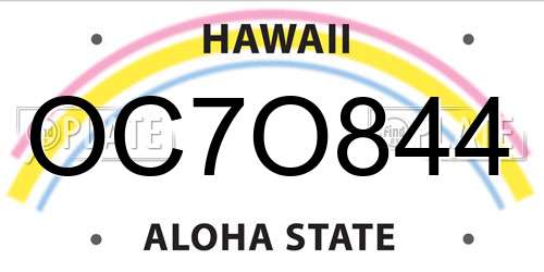 OC7O844 Hawaii License Plate