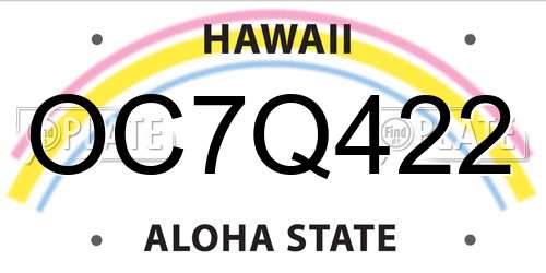 OC7Q422 Hawaii License Plate