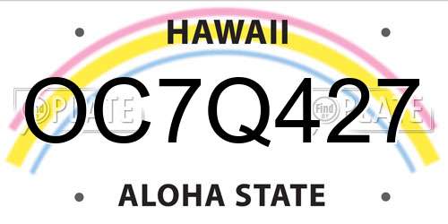 OC7Q427 Hawaii License Plate