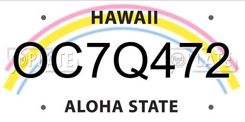 OC7Q472 Hawaii License Plate