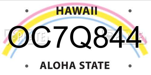 OC7Q844 Hawaii License Plate