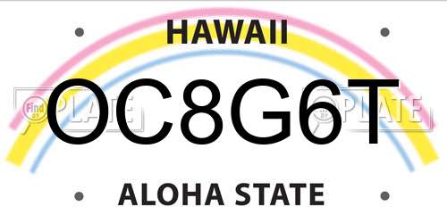 OC8G6T Hawaii License Plate