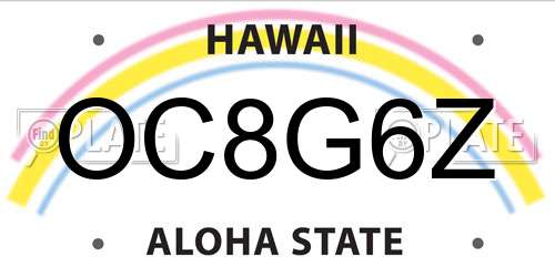 OC8G6Z Hawaii License Plate