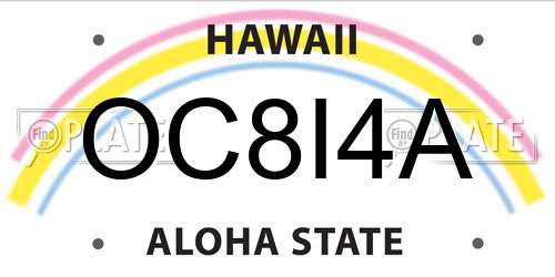 OC8I4A Hawaii License Plate
