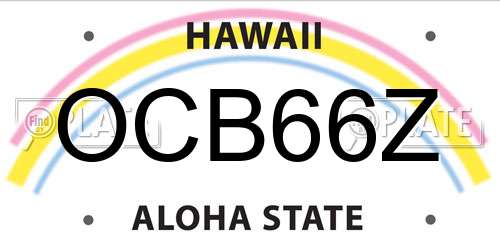 OCB66Z Hawaii License Plate