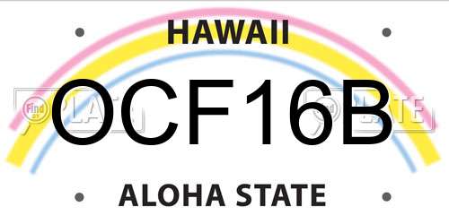 OCF16B Hawaii License Plate