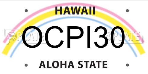 OCPI30 Hawaii License Plate