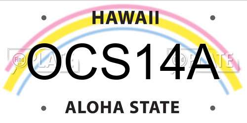 OCS14A Hawaii License Plate