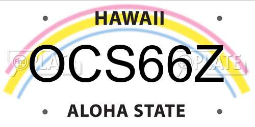 OCS66Z Hawaii License Plate