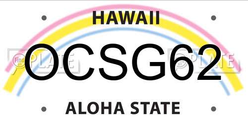 OCSG62 Hawaii License Plate