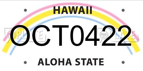 OCT0422 Hawaii License Plate