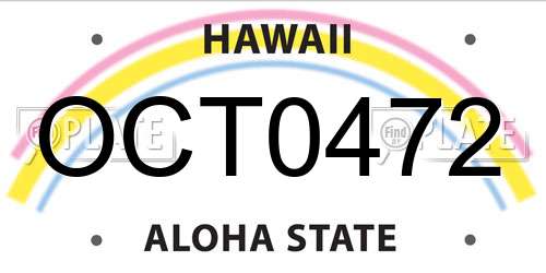 OCT0472 Hawaii License Plate