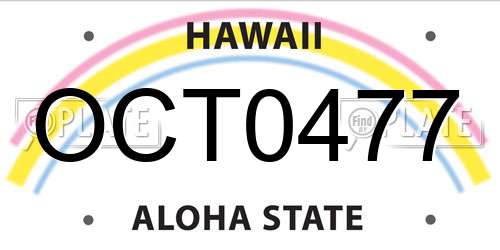 OCT0477 Hawaii License Plate