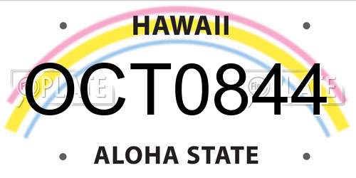 OCT0844 Hawaii License Plate