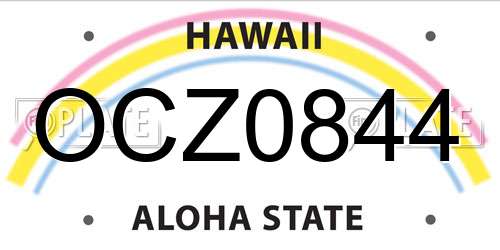 OCZ0844 Hawaii License Plate