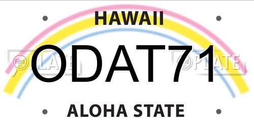 ODAT71 Hawaii License Plate