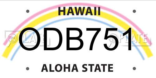 ODB751 Hawaii License Plate