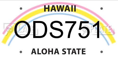 ODS751 Hawaii License Plate