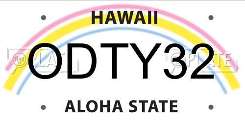 ODTY32 Hawaii License Plate