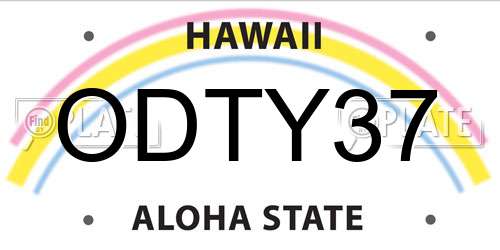 ODTY37 Hawaii License Plate