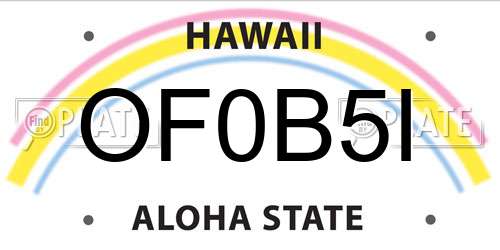 OF0B5I Hawaii License Plate