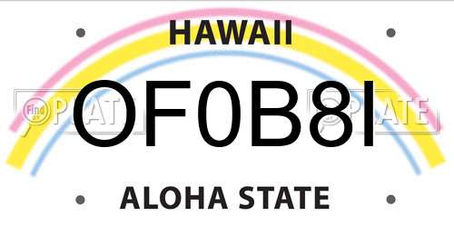 OF0B8I Hawaii License Plate
