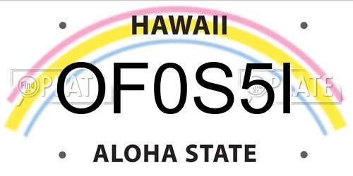 OF0S5I Hawaii License Plate