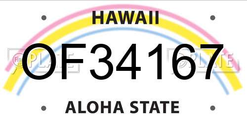 OF34167 Hawaii License Plate