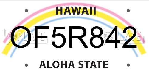 OF5R842 Hawaii License Plate