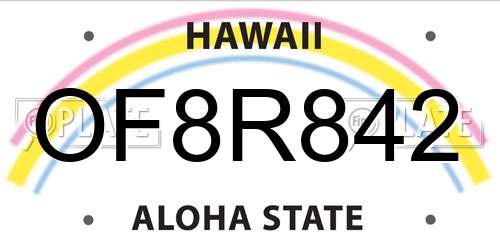 OF8R842 Hawaii License Plate