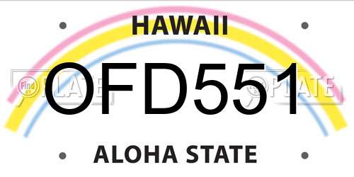OFD551 Hawaii License Plate