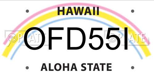 OFD55I Hawaii License Plate