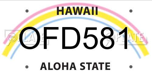 OFD581 Hawaii License Plate