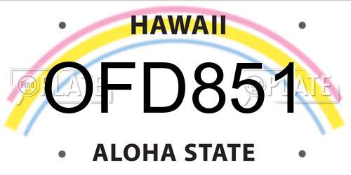 OFD851 Hawaii License Plate