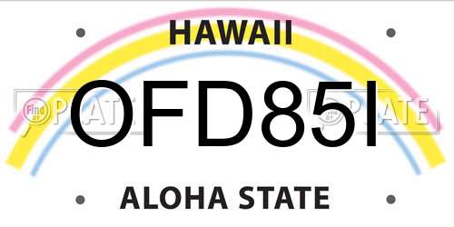 OFD85I Hawaii License Plate