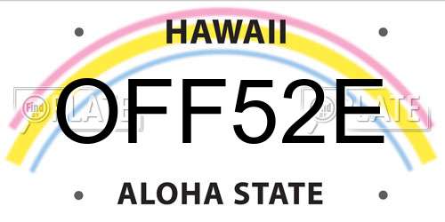 OFF52E Hawaii License Plate