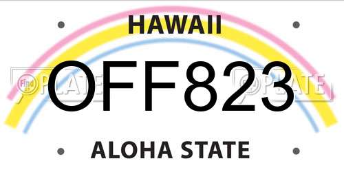 OFF823 Hawaii License Plate