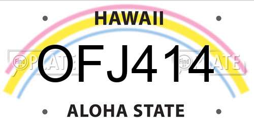 OFJ414 Hawaii License Plate