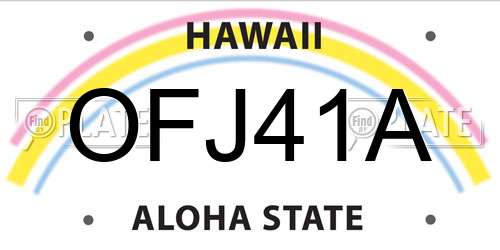 OFJ41A Hawaii License Plate