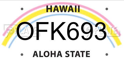 OFK693 Hawaii License Plate