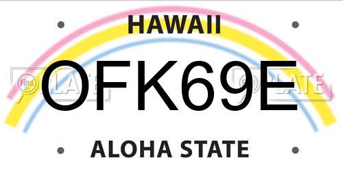 OFK69E Hawaii License Plate