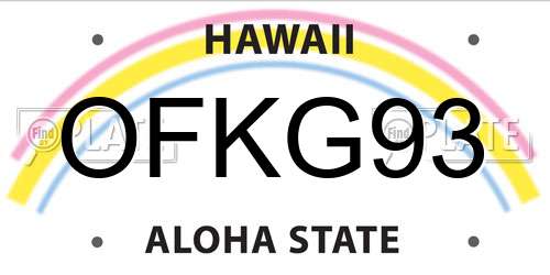 OFKG93 Hawaii License Plate