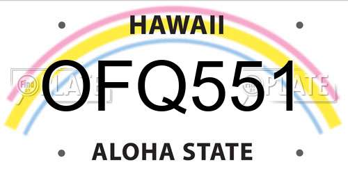 OFQ551 Hawaii License Plate